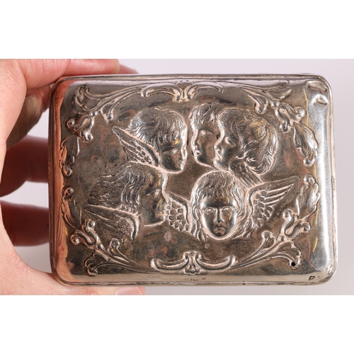 140 - Edwardian Art Nouveau period silver casket decorated in relief with cherub masks by James Deakin &am... 