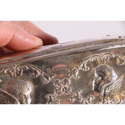 140 - Edwardian Art Nouveau period silver casket decorated in relief with cherub masks by James Deakin &am... 