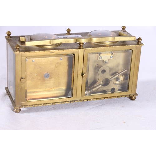 213 - Munsey & Co Ltd of Cambridge weather station with barometer, compass and clock within brass case... 