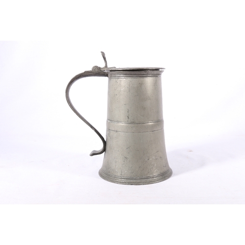 255 - Pewter communion lidded flagon or tankard initialled TK to handle, touchmark to interior 