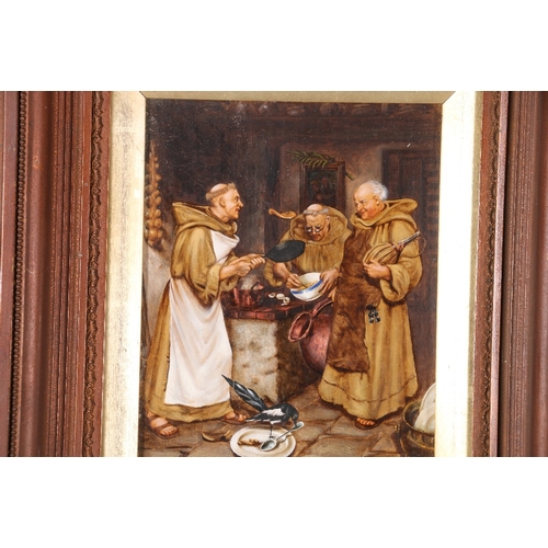 300 - 19TH CENTURY SCHOOL Monks Two oils 19cm x 15cm