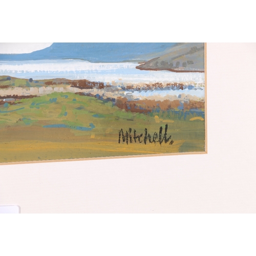 308 - SALLY MITCHELL DA *ARR* Finlaggan Islay Signed gouache 19cm x 26cm Torrance Gallery label verso (B27... 