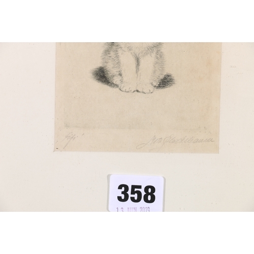 358 - META PLUCKEBAUM (1876-1945) Fifi Pencil signed etching 11cm x 9cm