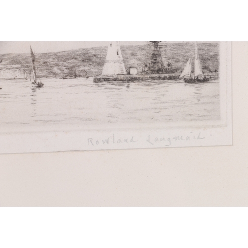 363 - ROLAND LANGMAID RN RA (1897-1956) *ARR* Plymouth Harbour Pencil signed etching 9cm x 32cm... 