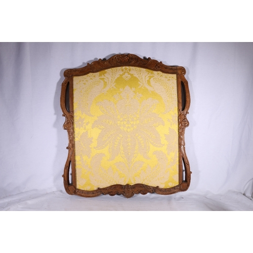 372 - Antique needlework panel within ornate carved wood frame, 80cm x 72cm 