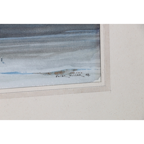 383 - PETER MILLER *ARR* Highland landscape Signed and dated '48 watercolour 36cm x 51cm ... 