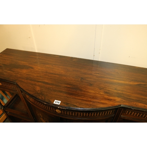 470 - Victorian rosewood and inlaid sideboard or drawing room cabinet, inlaid with Adams style urns, 135cm... 