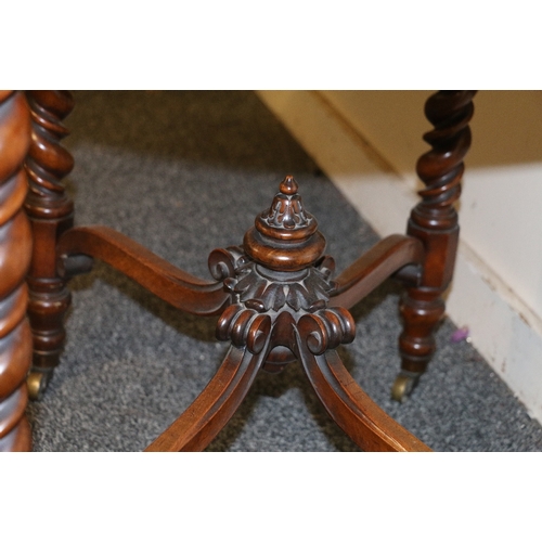 475 - 19th century walnut table with shaped edge, crossbanding, two circular Serves panels inset, shaped f... 