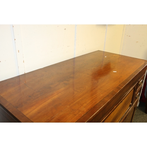 478 - 19th century mahogany secretaire chest having rounded corners above three frieze drawers over two pa... 