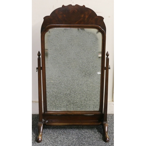 497 - Mahogany swing dressing mirror with bevelled glass in the manner of Whytock and Reid with shaped pel... 