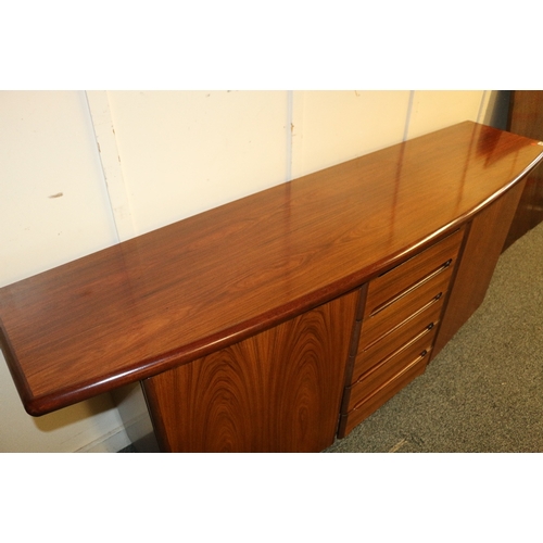 499 - Skovby Mobelfabrik of Denmark mahogany bowfront sideboard having five central drawers flanked by cup... 