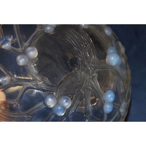 209 - Lalique clear glass bowl decorated in relief with sycamore pattern, 24cm diameter