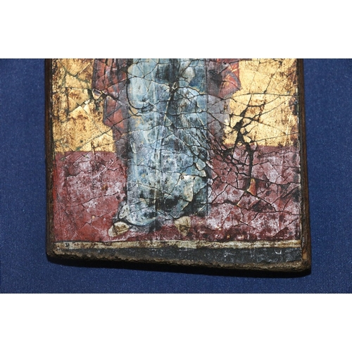 226 - Russian icon decorated with painted figure, 14cm x 8cm