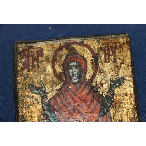 226 - Russian icon decorated with painted figure, 14cm x 8cm