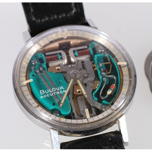 118 - Gents Bulova Accutron Spaceview type wristwatch with stainless steel case, numbered 20470 M6 on blac... 