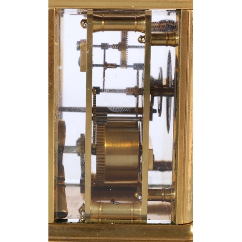 133A - Brass carriage clock in typical style corniche case, 13cm tall