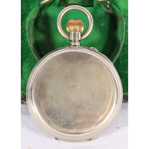 133D - Wilson and Sharp of Edinburgh 8day Goliath pocket watch in silver travel case by William Comyns &... 