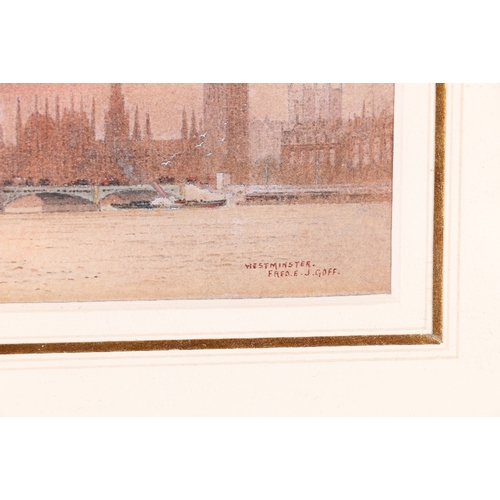 166 - FREDERICK EDWARD JOSEPH GOFF (1855-1931) Westminster Signed watercolour 11cm x 15cm ... 