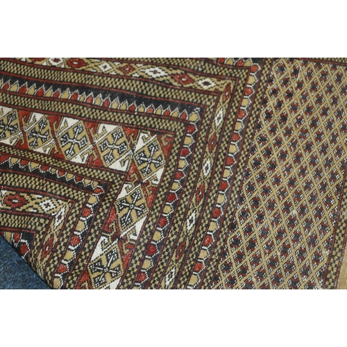 498 - Genuine handwoven Oriental carpet supplied by Vischshoonmaker (London) Limited, the field with seven... 