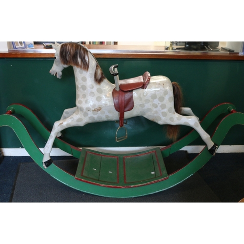 501 - Rocking horse on bow rocking stand, 206cm long