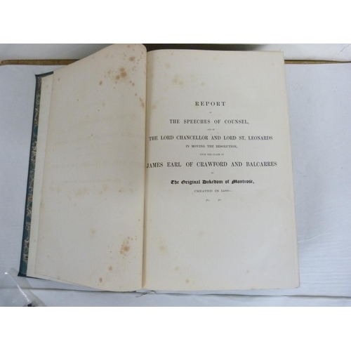 131 - LINDSAY LORD.  Report ... Upon the Claim of James Earl of Crawford & Balcarres to the ... 