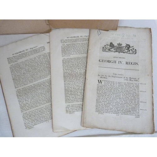 143 - Acts of Parliament.  A small bundle of disbound Acts of Parliament incl. Regulating the Ma... 