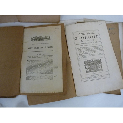 143 - Acts of Parliament.  A small bundle of disbound Acts of Parliament incl. Regulating the Ma... 