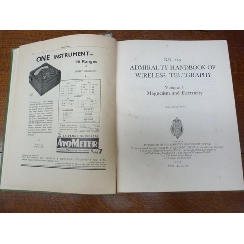 149 - HMSO.  Admiralty Handbook of Wireless Telegraphy. 2 vols. Illus. & adverts. Quarto. Wo... 