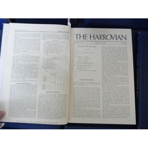 151 - The Harrovian.  12 bound vols. of this periodical. Blue cloth. Late 1930's-early 1950's.... 