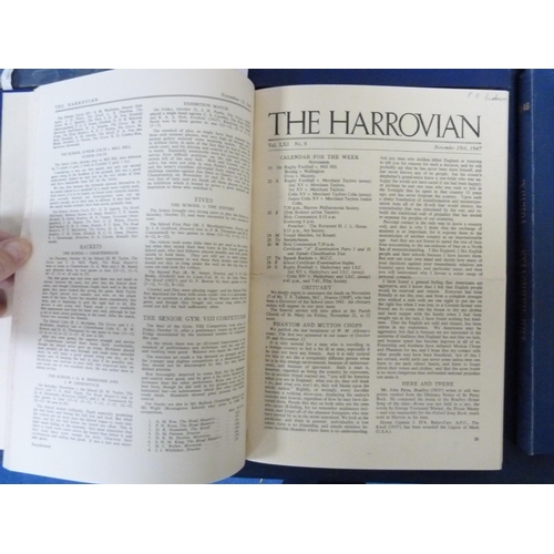 151 - The Harrovian.  12 bound vols. of this periodical. Blue cloth. Late 1930's-early 1950's.... 