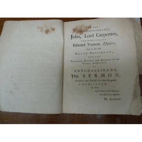 164 - AUDLEY MATTHEW.  A Sermon Preached before the Several Associations … of Anti-Gallicans, ... 