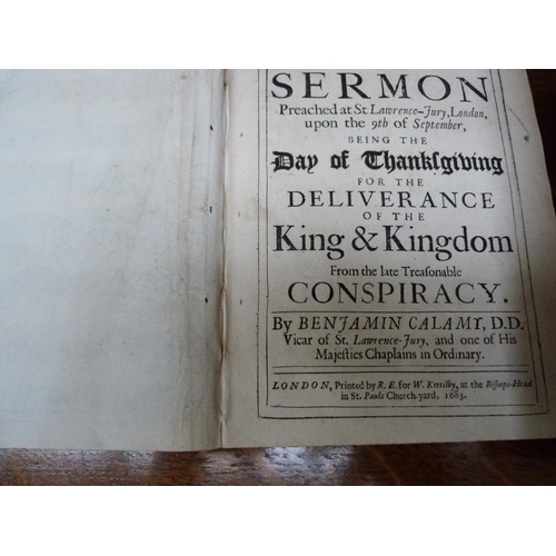 165 - CALAMY BENJAMIN.  A Sermon … Being the Day of Thanksgiving for the Delivery of the King & Kingdo... 