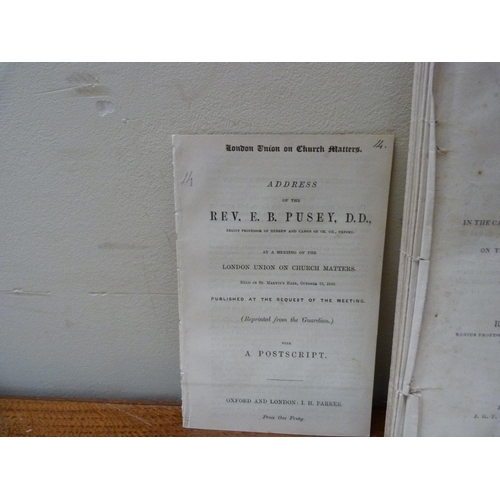 166 - PUSEY E. B.  4 various tracts & pamphlets; also a bundle of items, Samuel Smith & other... 