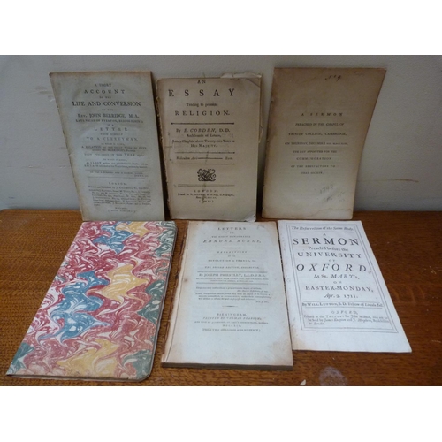 170 - PRIESTLEY JOSEPH.  Letters to the Right Honourable Edmund Burke, disbound, Birmingham, 1791; J. Flet... 