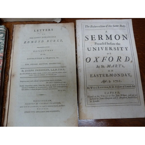 170 - PRIESTLEY JOSEPH.  Letters to the Right Honourable Edmund Burke, disbound, Birmingham, 1791; J. Flet... 