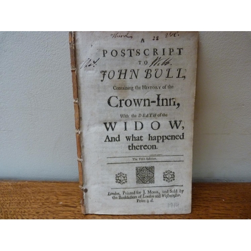 173 - ARBUTHNOT JOHN.  A Postscript to John Bull Containing the History of the Crown-Inn, c.1714, bound to... 