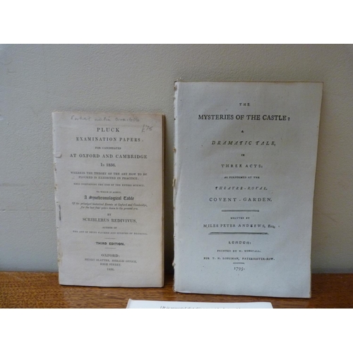 176 - ANDREWS MILES PETER.  The Mysteries of the Castle, a Dramatic Tale in Three Acts, disbound, 179... 