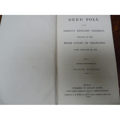 177 - PRIMITIVE METHODIST CONNEXION.  Deed Poll Enrolled in the Court of Chancery. 62pp. Orig. cloth.... 