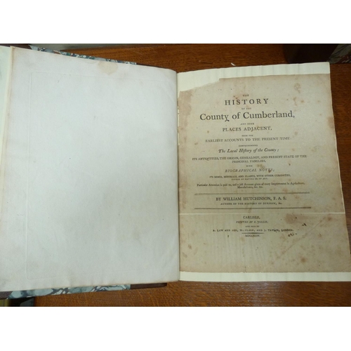 191 - HUTCHINSON WILLIAM.  The History of the County of Cumberland. 2 vols. Eng. plates, plans & illus... 