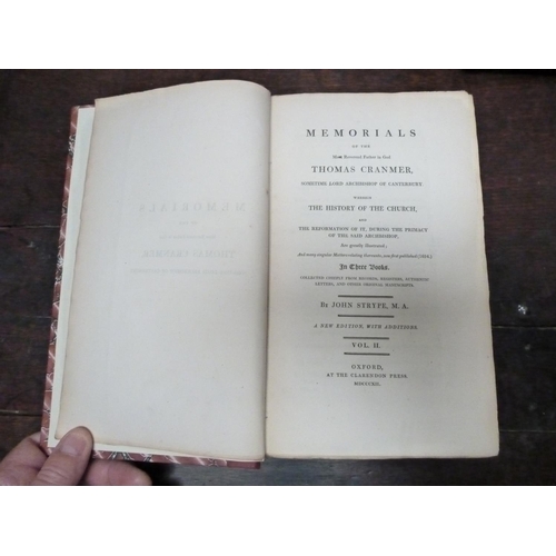 53 - STRYPE JOHN.  Memorials Of Thomas Cranmer. 2 vols. Tall 8vo. Rebound qtr. calf, marbled br... 