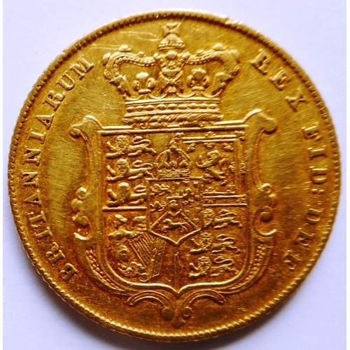 136 - United Kingdom. Sovereign. George IV. 1825. bare head, shield reverse, 8 hearts, Fine.