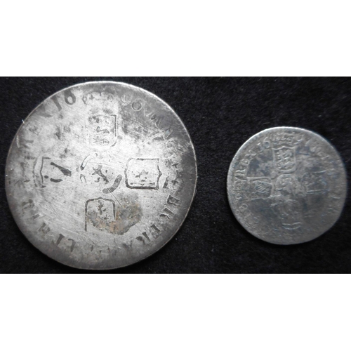 142 - United Kingdom. Crown. William III. 1797. Norwich mint. Fair. Sixpence. 1691. Fair.