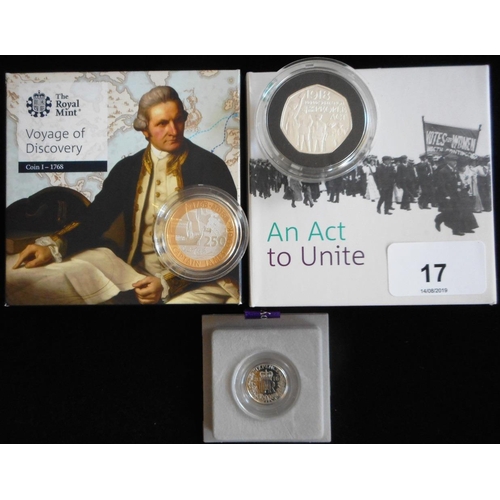 17 - United Kingdom. (2) Two pounds. 2018. 250th Anniversary of Capt. Cook's Voyage of Discovery. Silver ... 