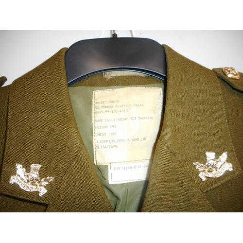 202 - British Army dress uniform khaki green jacket with J Compton, Sons and Webb Ltd label 