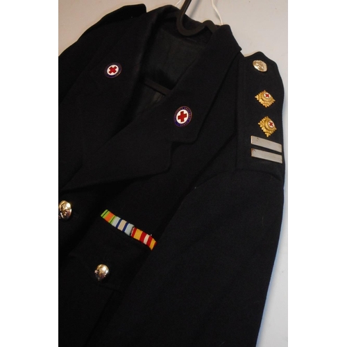 216 - St Andrews Ambulance Corps dress uniform jacket with Gaunt of London buttons, enamel collar badges a... 