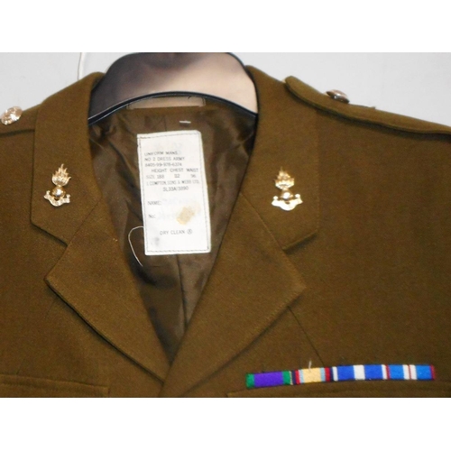 218 - British Army dress uniform khaki green jacket with J Compton Sons and Webb Ltd label 