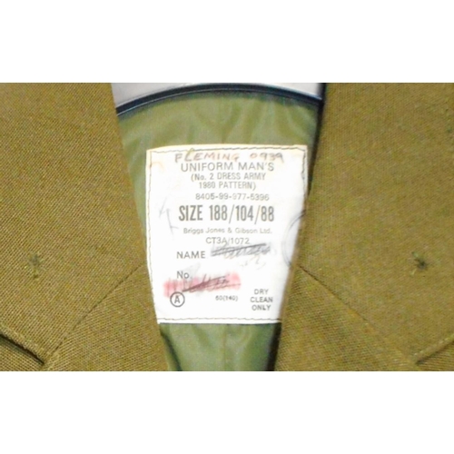 227 - British Army dress uniform khaki green jacket with Briggs, Jones and Gibson Ltd label 