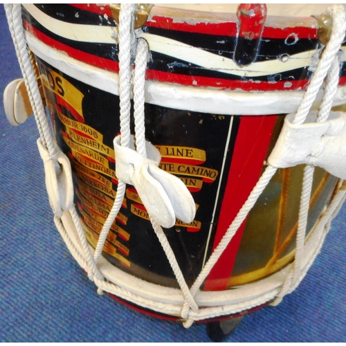 298 - 1st Battalion Coldstream Guards bandsman's drum. E II R. With battle honours.