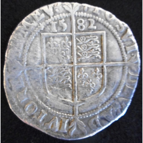 30 - England. Hammered silver sixpence. Elizabeth I. 5th issue. 1582, mm possibly sword. (SC 2572)