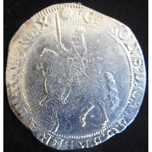 35 - England. Hammered silver half crown. Charles I. Group IV. Foreshortened horse. 1645-4, mm sun. (SC 2... 